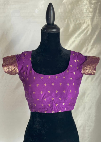 Pre-stitched Pink Patola Silk Border Saree and Blouse (Set)