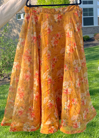 Yellow Floral Lehenga Skirt