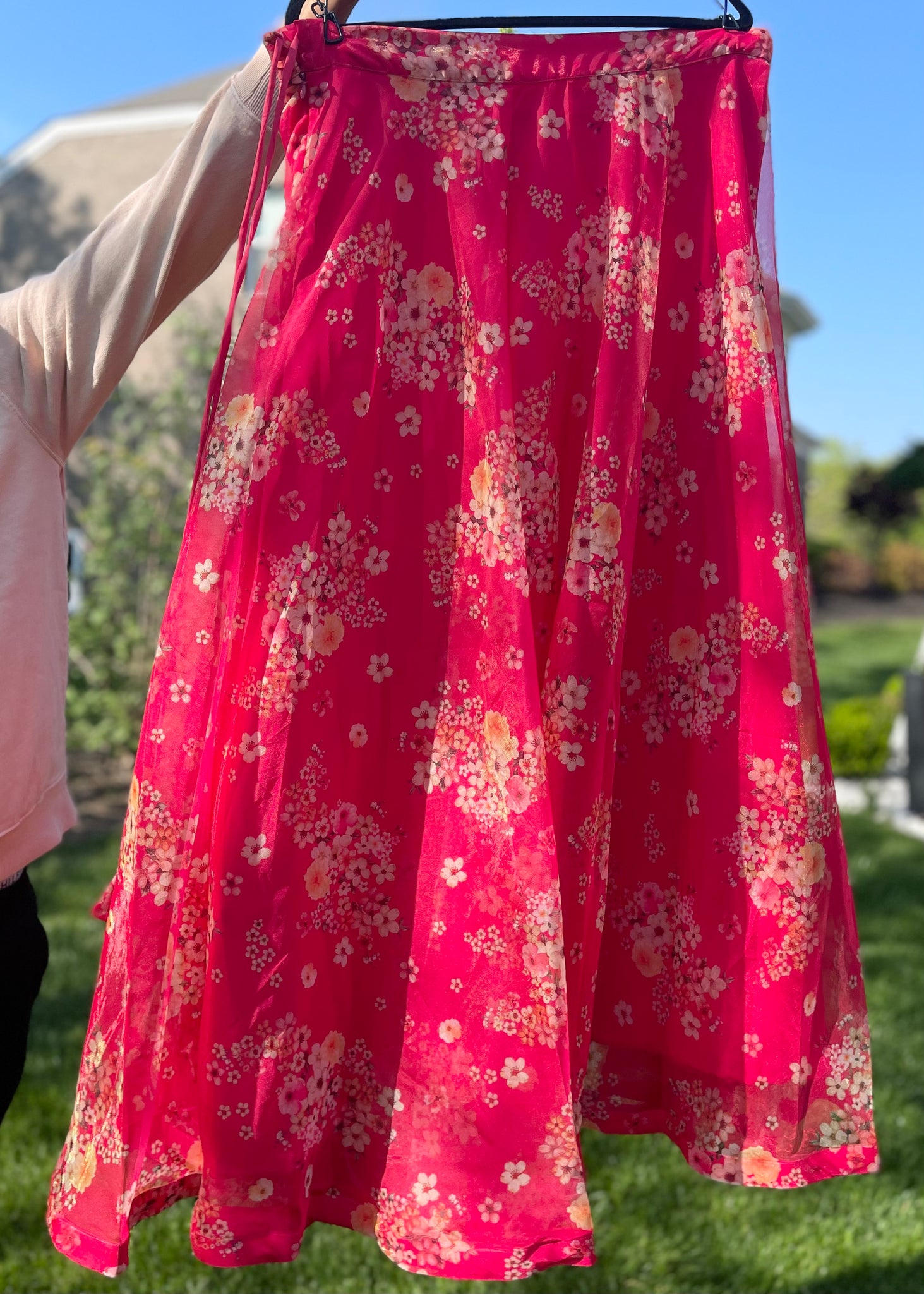 Red Floral Lehenga Skirt