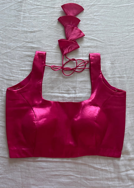 Pre-stitched Pink Ombré Sequin Saree and Blouse (Set)