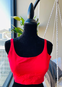 Sleeveless blouse, raw silk blouse, red raw silk blouse, boat neck blouse