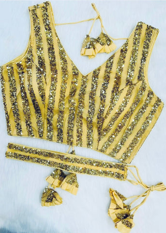 Gold Sequin Blouse and Belt Set